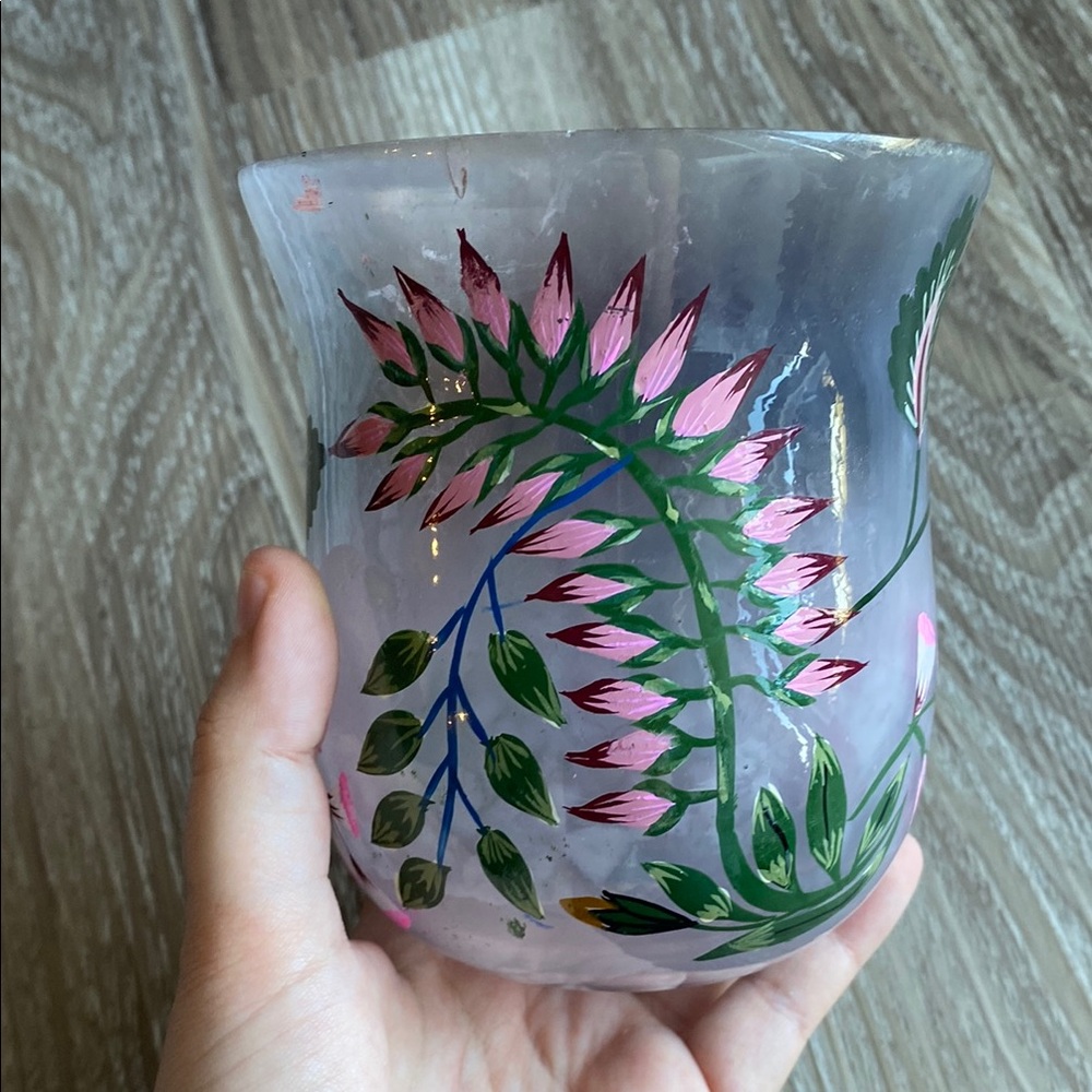 Hand-Painted Floral Glass Vase